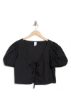 Abound Tie Front Cotton Poplin Crop Top In Black