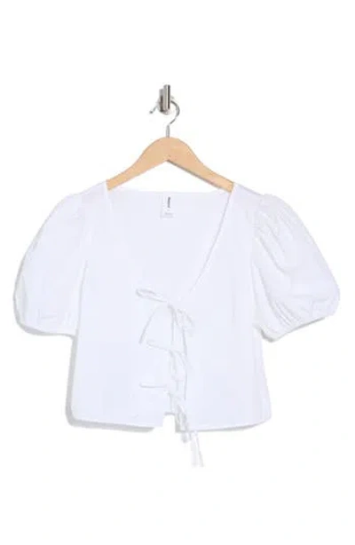 Abound Tie Front Cotton Poplin Crop Top In White