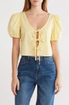 Abound Tie Front Cotton Poplin Crop Top In Yellow Mellow