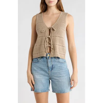 Abound Tie Front Sweater Tank In Nude