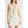 Abound Tie Front Sweater Tank In White