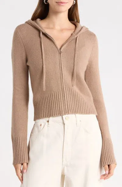 Abound Zip Front Knit Hoodie In Brown