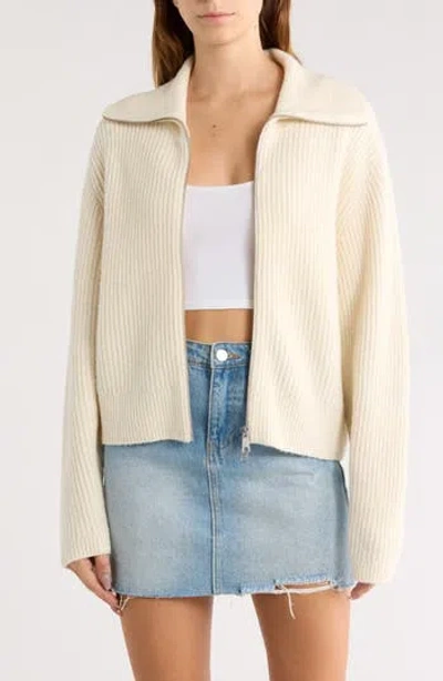 Abound Zip Sweater Cardigan In White