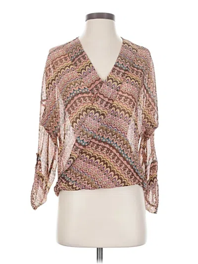 Pre-owned About A Girl 3/4 Sleeve Blouse In Brown