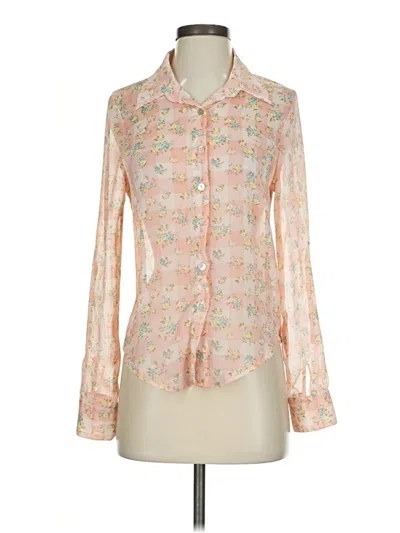 Pre-owned About A Girl Long Sleeve Blouse In Pink