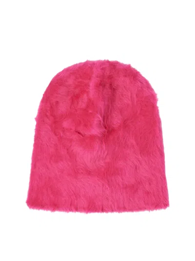 About Angora Beanie In Pink