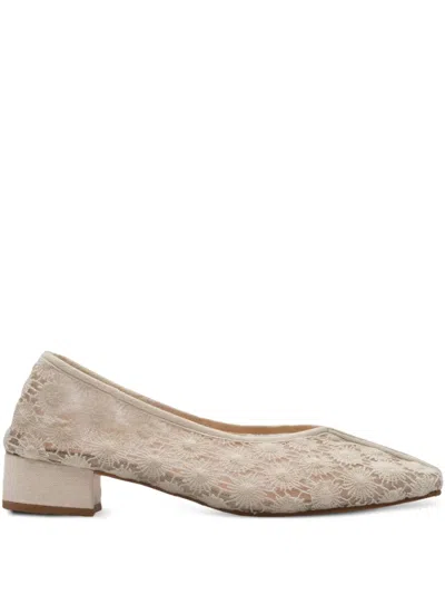 About Arianne 30mm Lace Floral Pumps In White