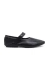 About Arianne Martino Leather Mary Jane Flats In Black