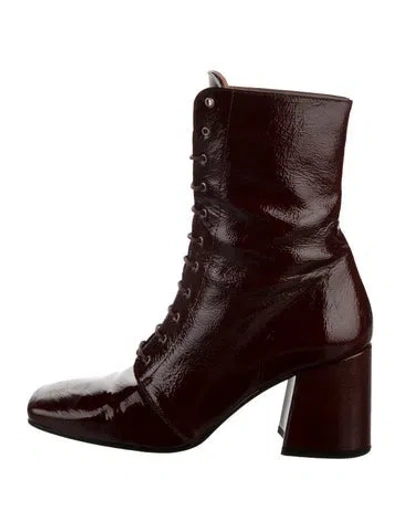 Pre-owned About Arianne Patent Leather Lace-up Boots In Burgundy