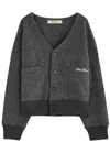 About Blank Logo-embroidered Wool Cardigan In Charcoal