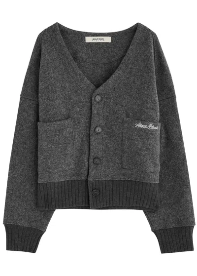 About Blank Logo-embroidered Wool Cardigan In Charcoal