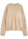 About Blank Logo-intarsia Wool-blend Jumper In Camel