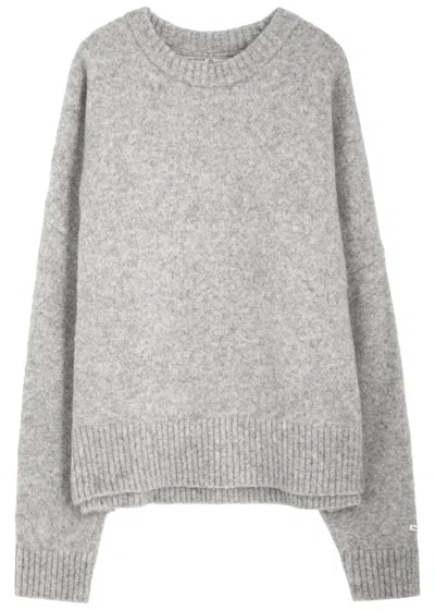 About Blank Logo-intarsia Wool-blend Jumper In Grey