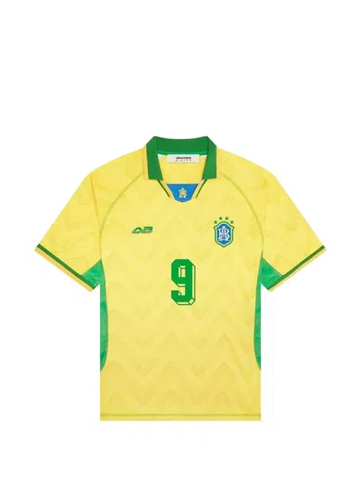 Aboutblank Chevron-print Football T-shirt In Yellow