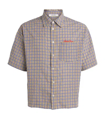 Aboutblank About:blank Cotton Raw-hem Check Short-sleeve Shirt In Multi
