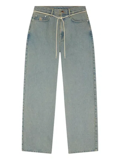 Aboutblank Drawstring Logo-detail Jeans In Green