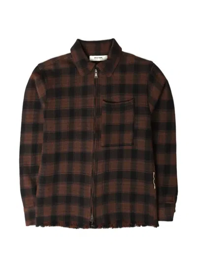 Aboutblank Plaid Zipped Shirt In Brown