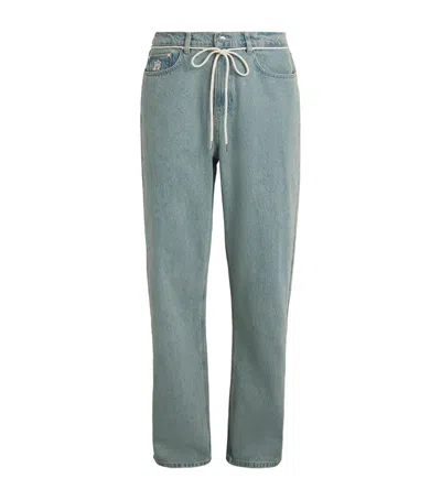 Aboutblank About:blank Shoelace Belt Wide-leg Jeans In Blue