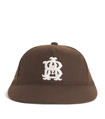Aboutblank About:blank Wool-blend Felt Monogram Cap In Brown