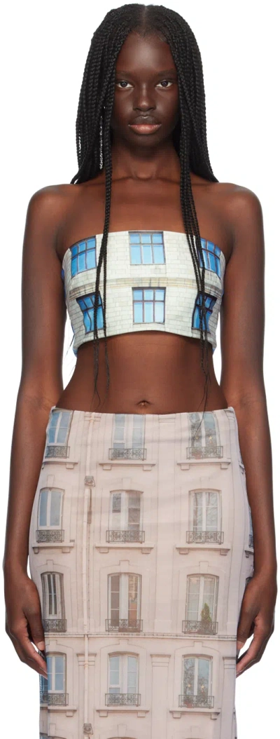Abra Beige & Blue Windows Tube Top In Building