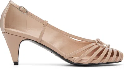 Abra Beige Double Shoe Kitten Heels In Multi