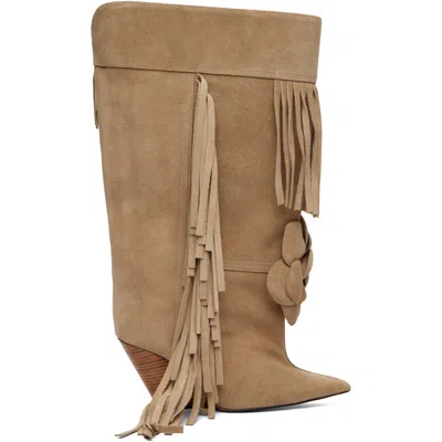 Abra Beige Rose Tall Boots In Brown