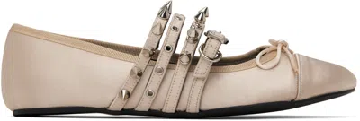 Abra Beige Spike Ballerina Flats In Pink 05