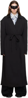 Abra Black Open Coat In Black