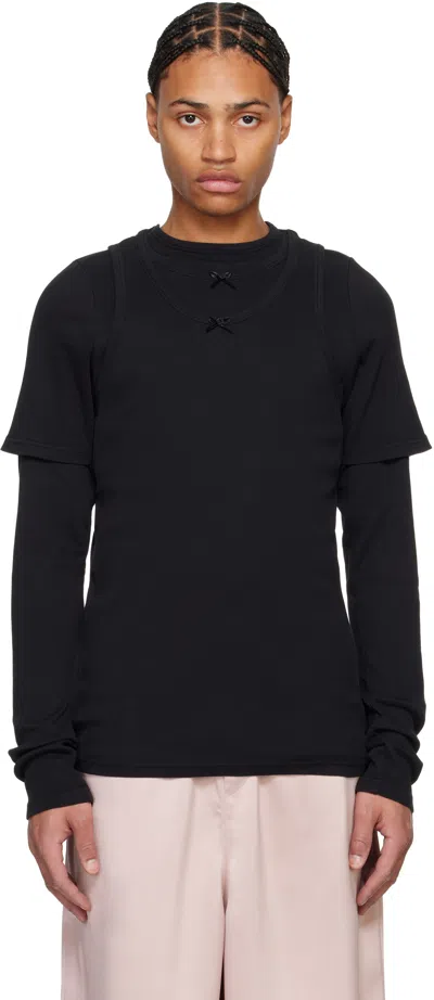 Abra Black Overlayered T-shirt In Black 11
