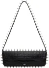 Abra Black Spike Baguette Bag In Black Crocco 49