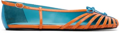 Abra Blue & Orange Double Shoe Ballerina Flats In Multi