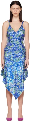 Abra Blue Floral Minidress In Multi