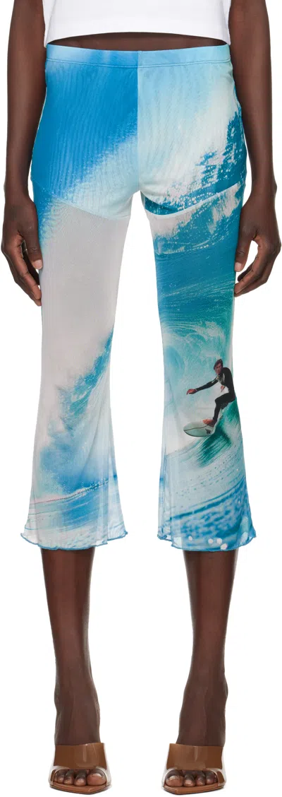 Abra Blue Mesh Capri Wave Leggings