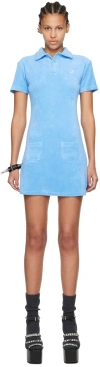 Abra Blue Spread Collar Minidress In Blue
