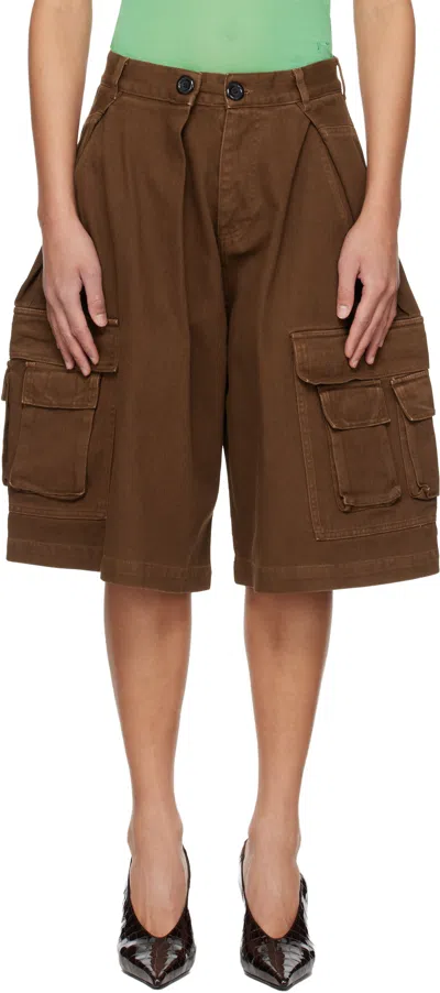 Abra Brown Pleated Cargo Shorts