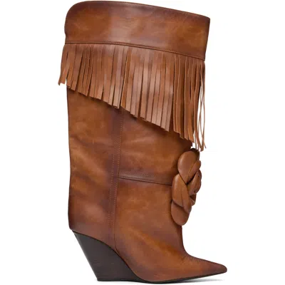 Abra Brown Rose Tall Boots In Multi