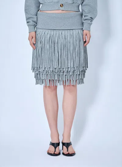 Abra Fringe Knit Skirt In Blue