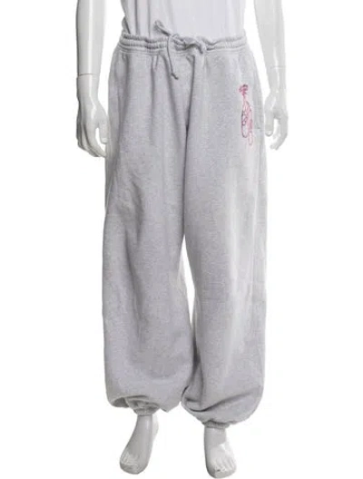 Pre-owned Abra Graphic Print Crystal Embellishments Sweatpants In Grey
