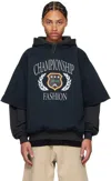 Abra Gray & Navy Champion Double Hoodie In Black 11