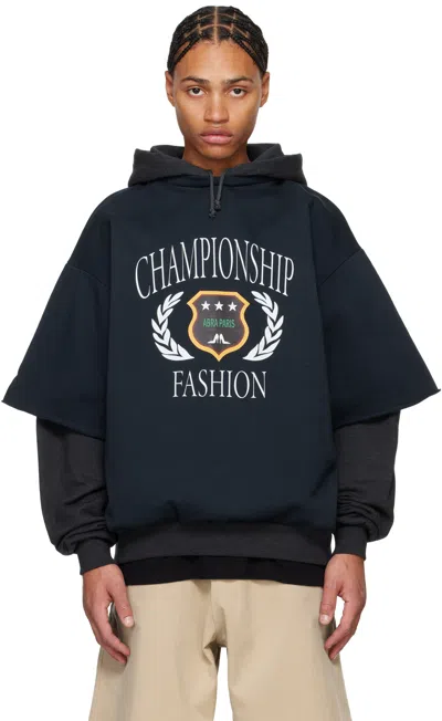 Abra Gray & Navy Champion Double Hoodie In Black 11