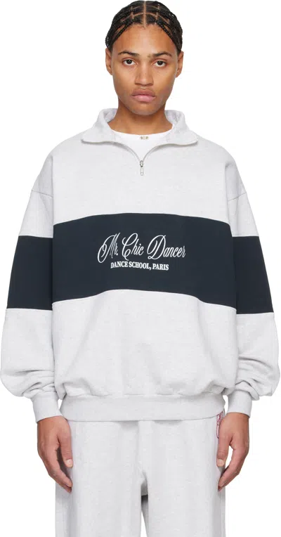 Abra Gray & Navy School Zipped Sweatshirt In Grey 09