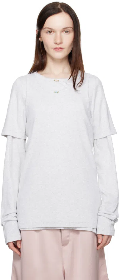 Abra Gray Overlayered T-shirt In Grey 09
