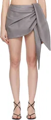 Abra Gray Wet Leather Miniskirt In Gray