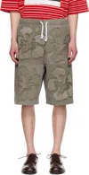 Abra Khaki Flower Shorts In Green
