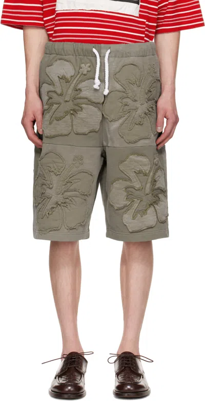 Abra Khaki Flower Shorts In Green