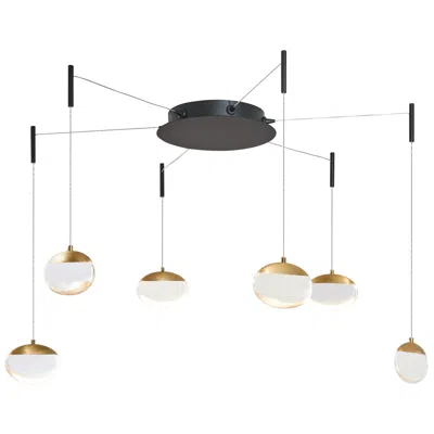 Abra Lighting Abra Athena 6- Light Octopus Pendant With Teardrop Crystal  Mb:bb- Black