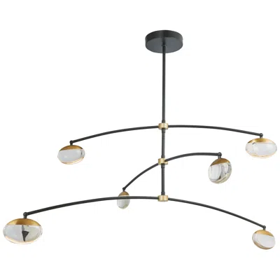 Abra Lighting Abra Athena 6-light Crystal Teardrop Glass Chandelier Mb:bb- Black: Brass