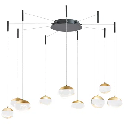 Abra Lighting Abra Athena 9- Light Octopus Pendant With Teardrop Crystal  Mb:bb- Black