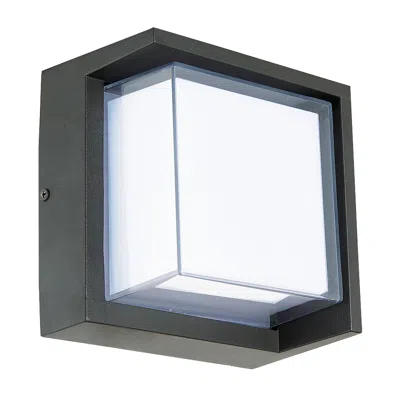 Abra Lighting Abra Geo Square Hooded Wet Location Wall Sconce   Black
