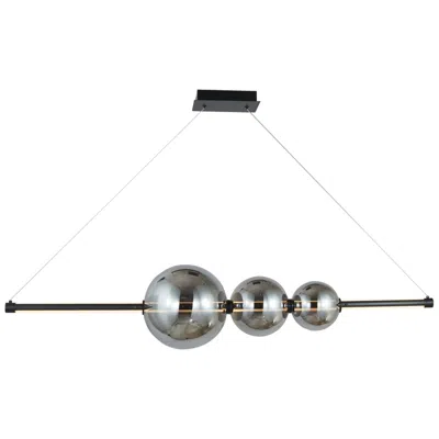 Abra Lighting Abra Linear Bar Pendant With Up-down Illumination And 3 Glass Orbs